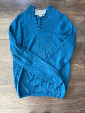 Sporting Life Cashmere Men’s Quarter Zip Sweater Blue Size Large